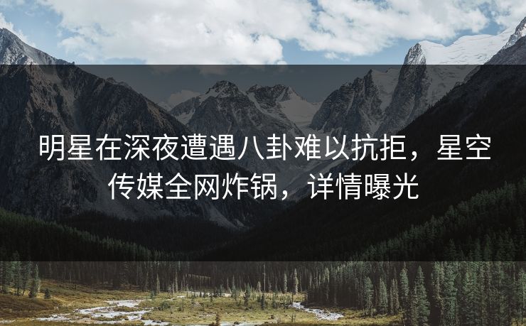 明星在深夜遭遇八卦难以抗拒，星空传媒全网炸锅，详情曝光