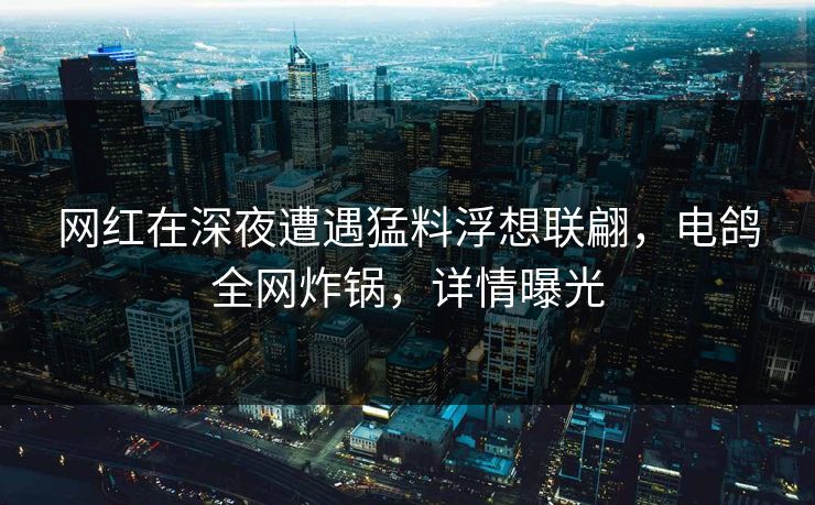 网红在深夜遭遇猛料浮想联翩，电鸽全网炸锅，详情曝光