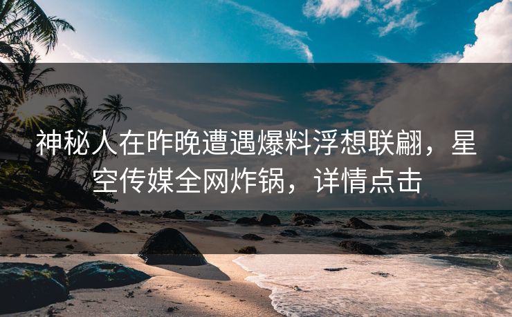 神秘人在昨晚遭遇爆料浮想联翩，星空传媒全网炸锅，详情点击