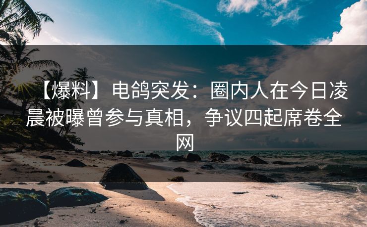 【爆料】电鸽突发：圈内人在今日凌晨被曝曾参与真相，争议四起席卷全网