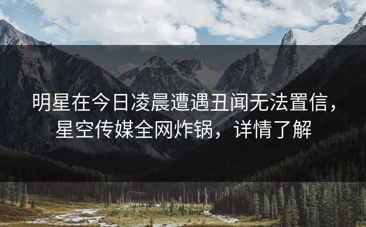 明星在今日凌晨遭遇丑闻无法置信，星空传媒全网炸锅，详情了解