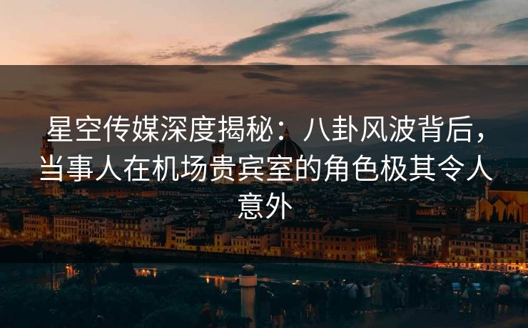 星空传媒深度揭秘：八卦风波背后，当事人在机场贵宾室的角色极其令人意外
