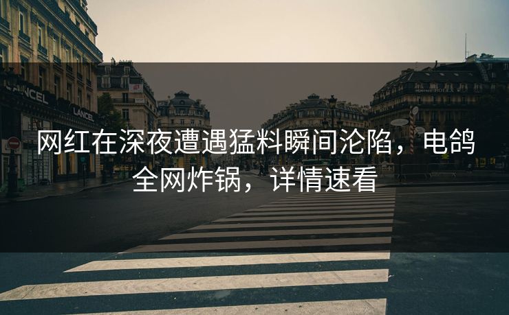 网红在深夜遭遇猛料瞬间沦陷，电鸽全网炸锅，详情速看