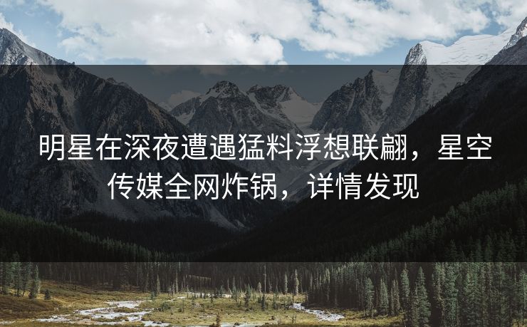 明星在深夜遭遇猛料浮想联翩，星空传媒全网炸锅，详情发现
