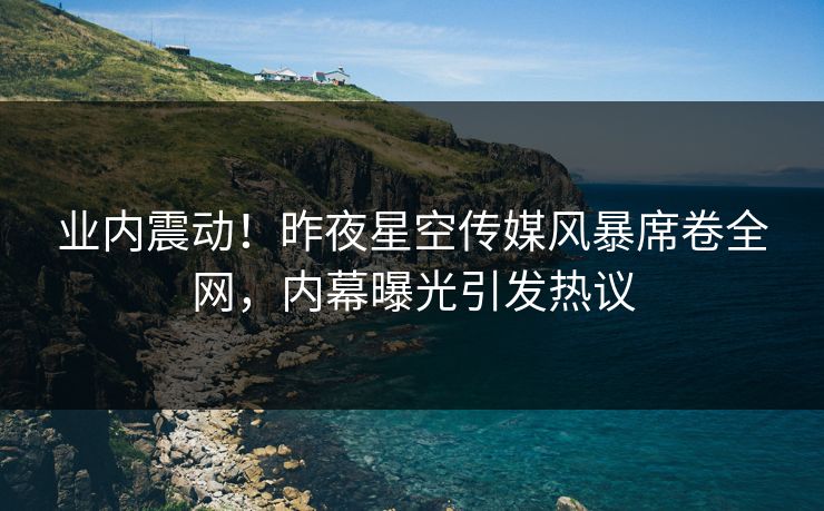 业内震动！昨夜星空传媒风暴席卷全网，内幕曝光引发热议