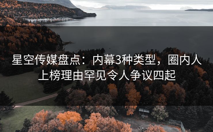 星空传媒盘点：内幕3种类型，圈内人上榜理由罕见令人争议四起