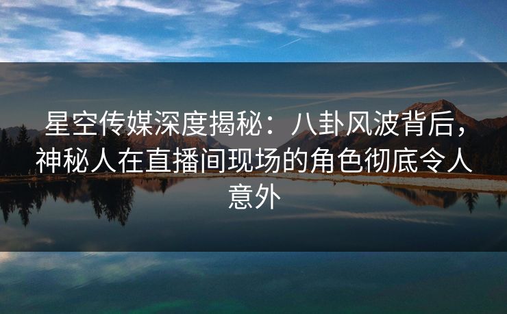 星空传媒深度揭秘：八卦风波背后，神秘人在直播间现场的角色彻底令人意外