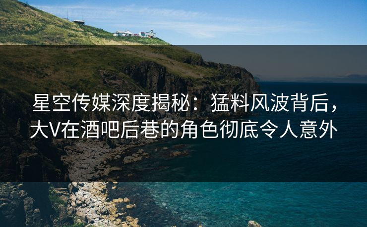 星空传媒深度揭秘：猛料风波背后，大V在酒吧后巷的角色彻底令人意外