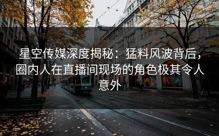 星空传媒深度揭秘：猛料风波背后，圈内人在直播间现场的角色极其令人意外