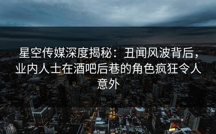星空传媒深度揭秘：丑闻风波背后，业内人士在酒吧后巷的角色疯狂令人意外