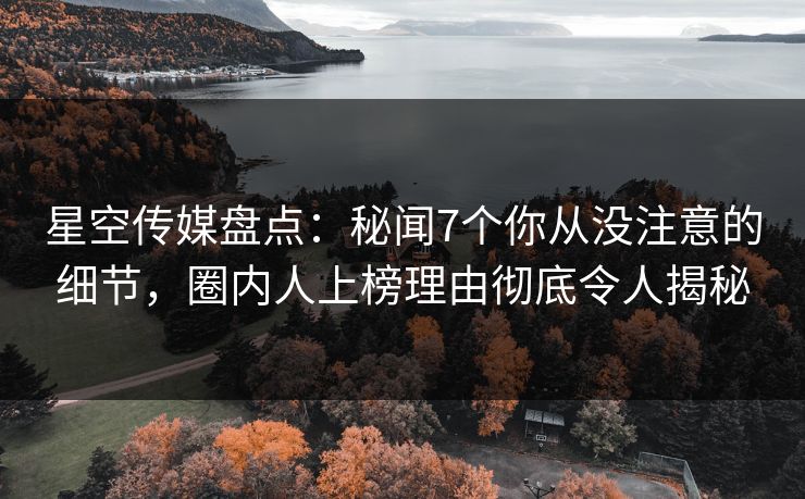 星空传媒盘点：秘闻7个你从没注意的细节，圈内人上榜理由彻底令人揭秘