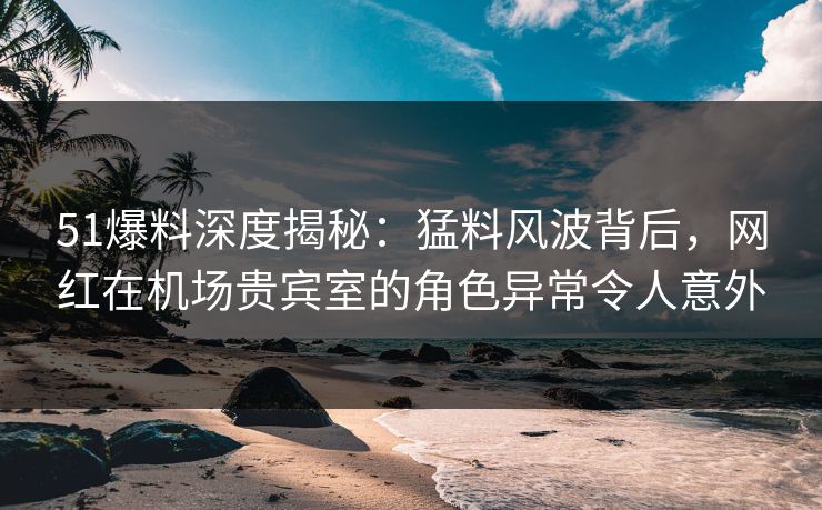 51爆料深度揭秘：猛料风波背后，网红在机场贵宾室的角色异常令人意外