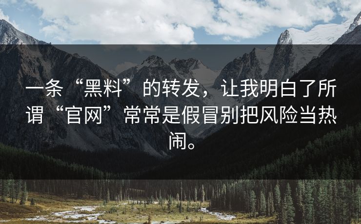 一条“黑料”的转发，让我明白了所谓“官网”常常是假冒别把风险当热闹。